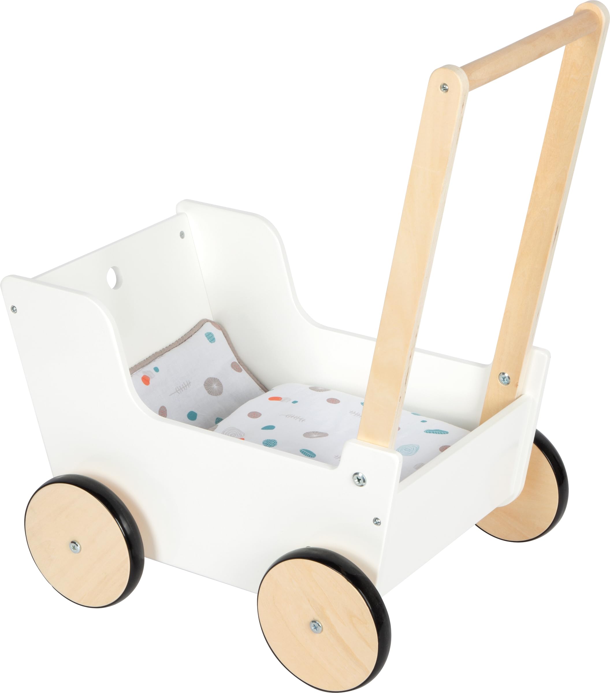 small Foot Cochecito de Paseo de Madera Little Button, Incl. Ropa de Cama Reversible, a Partir de 3 años, 12496, Color marrón, 463354 cm