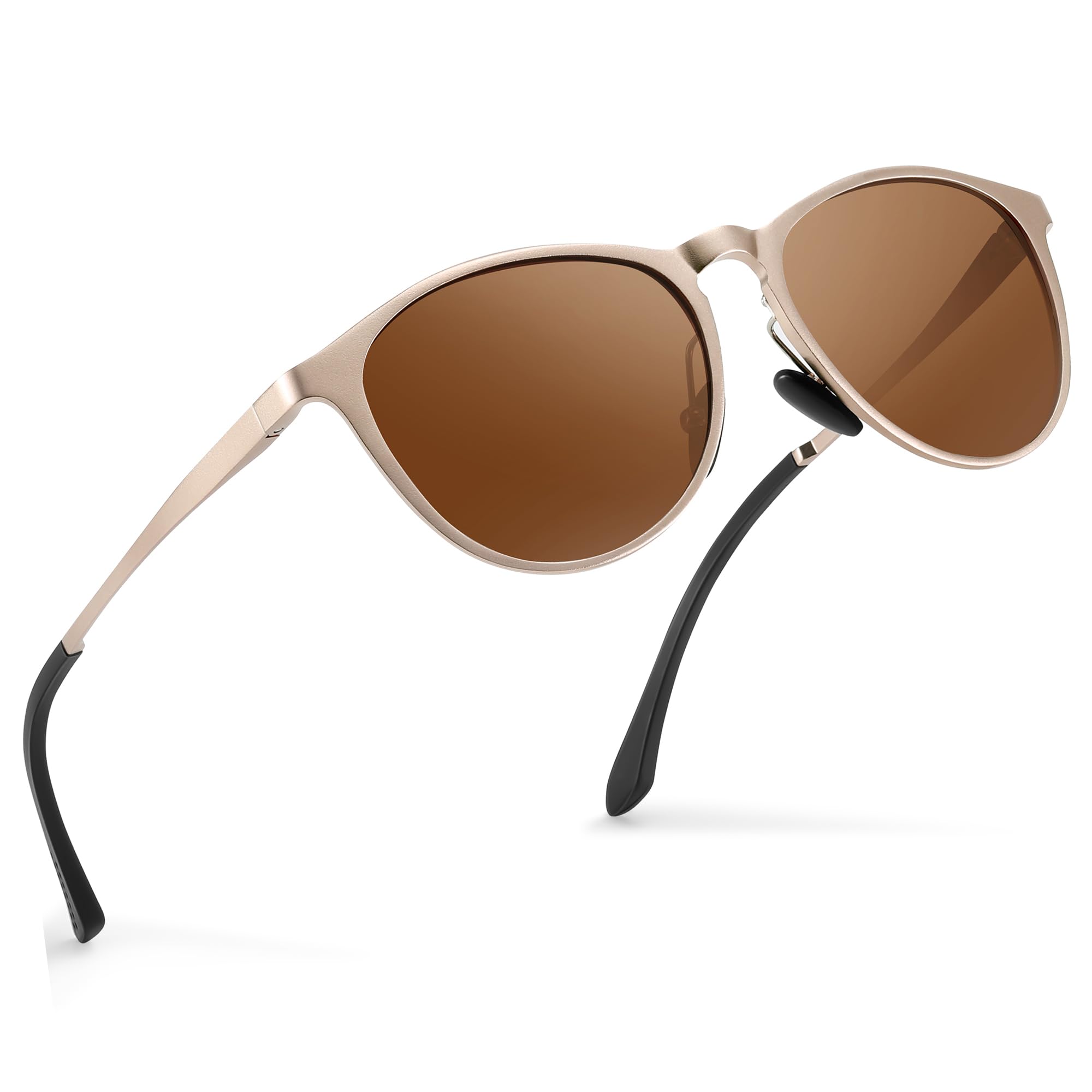 wearPro Sonnenbrille Damen Polarisiert Al-Mg Metall Rahme-Ultraleicht-Rund-Herren-Unisex-UV400-Retro-Vintage -Klassisch-Trendy-SonnenbrillenGeeignet FüR Camping-Outdoor-Geschenke für frauen