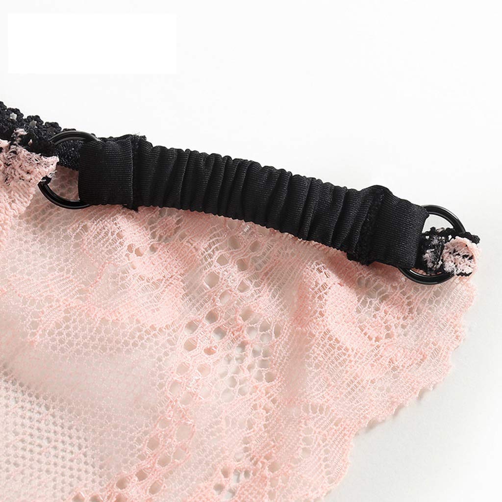 Bragas De Encaje Delgadas, Calzoncillos Sexy De Tiro Medio Blanco, Gris, Marrón, Negro, Amarillo, Rosa (Color : Pink, Size : L)