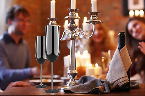 Miniatura 4 de Haniforever Copas de champán doradas de acero inoxidable, copas de champán de metal irrompibles, copas de vino con tallo de copa para boda,