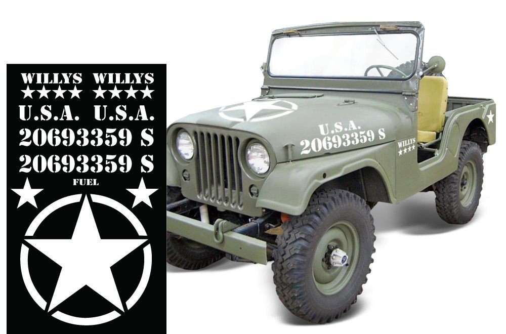 Stars Set Decal Stickers Graphic Designs Compatible with Jeep Wrangler Willys (White)