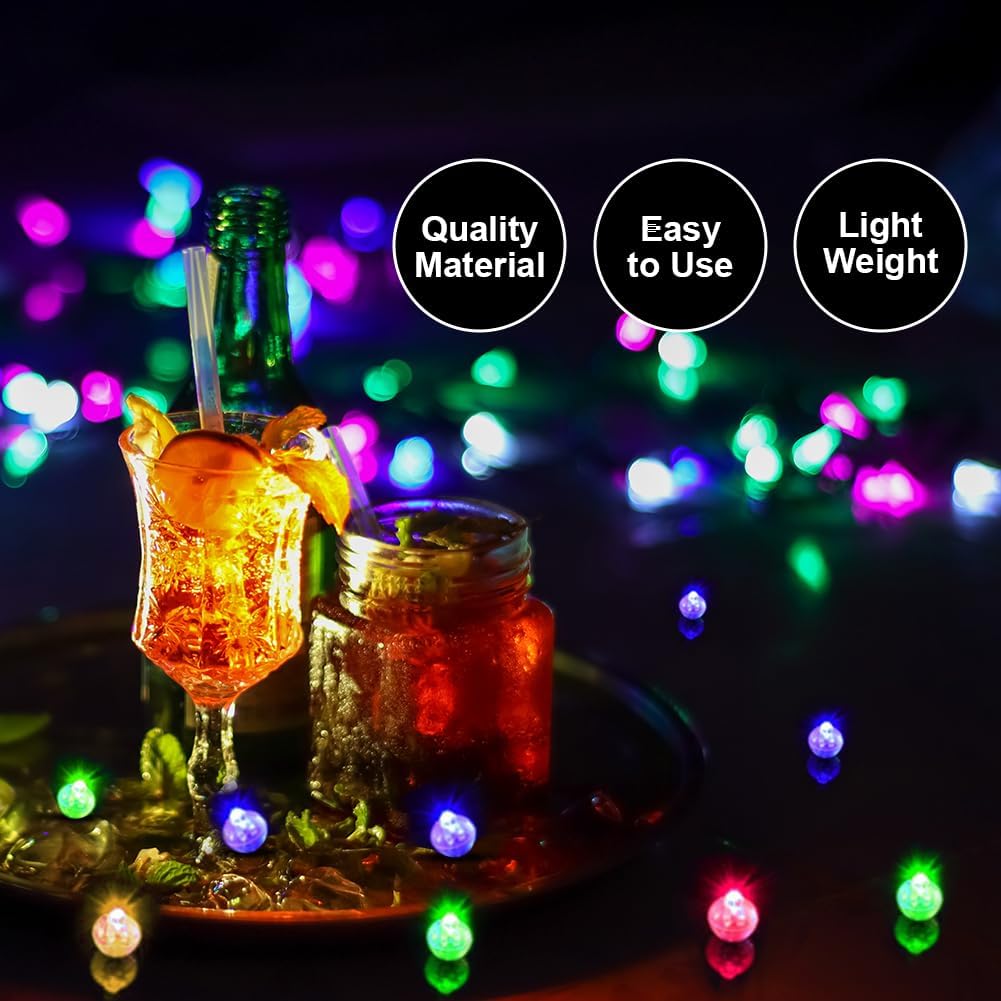 URAQT Lampki LED do Balonów, 100 szt., Mini Kolorowe OkrÄ…gÅ‚e, Dekoracje na Wesele, Nowy Rok, Halloween, ImprezÄ™ ÅšwiÄ…tecznÄ…, Kolorowe