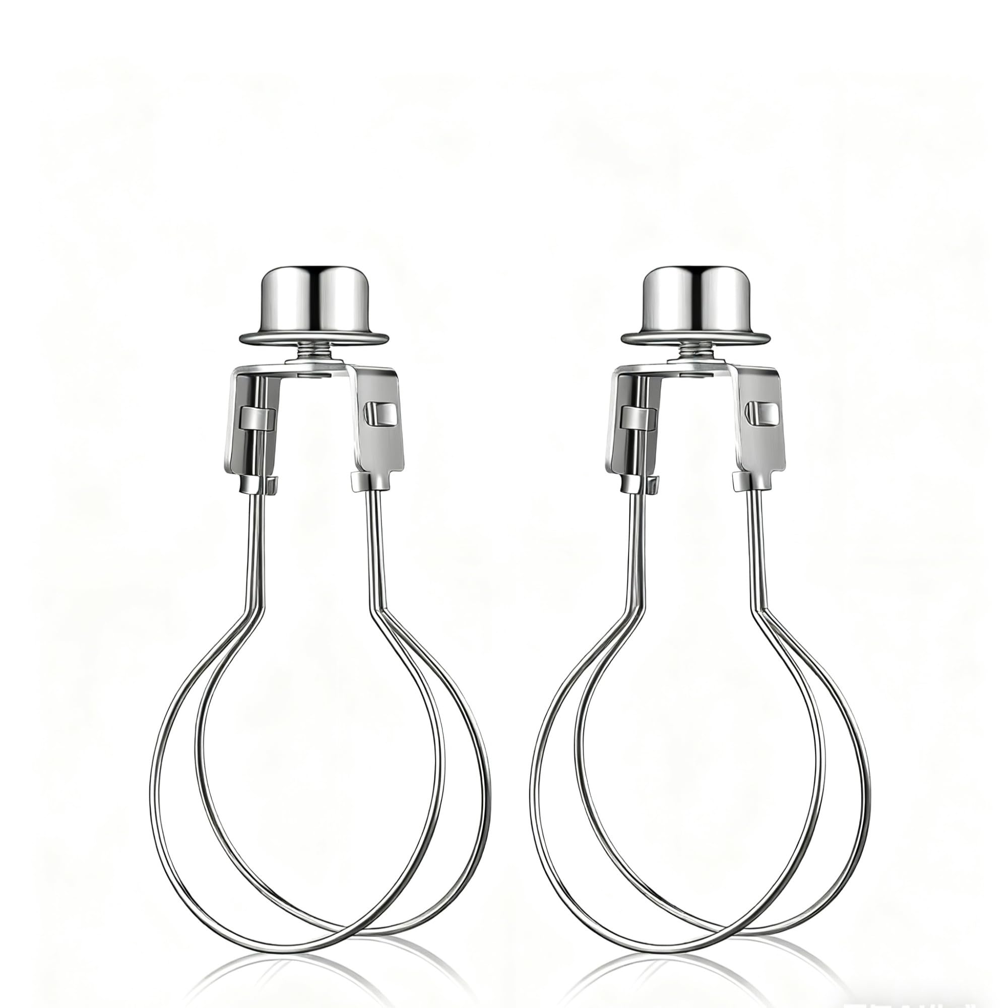 Photo 1 of Honoson 2 Pcs Bulb Lamp Shade Light Bulb Clip Adapter Includes Finial and Lampshade Levellers for Replacement (Silver)