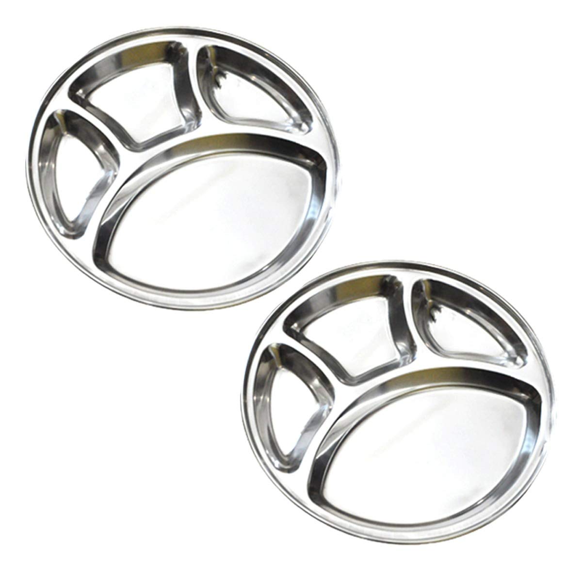 Buy Omkar Enterprises Stainless Steel Round Plate 4 Partition Divided