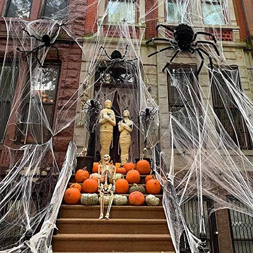 delaimaxiya 1500sqft Halloween Cobwebs Decoration Halloween Spider Web Decorations with 100 Black Spiders for Indoor & Outdoor Halloween Decorations(300g Spider Web)