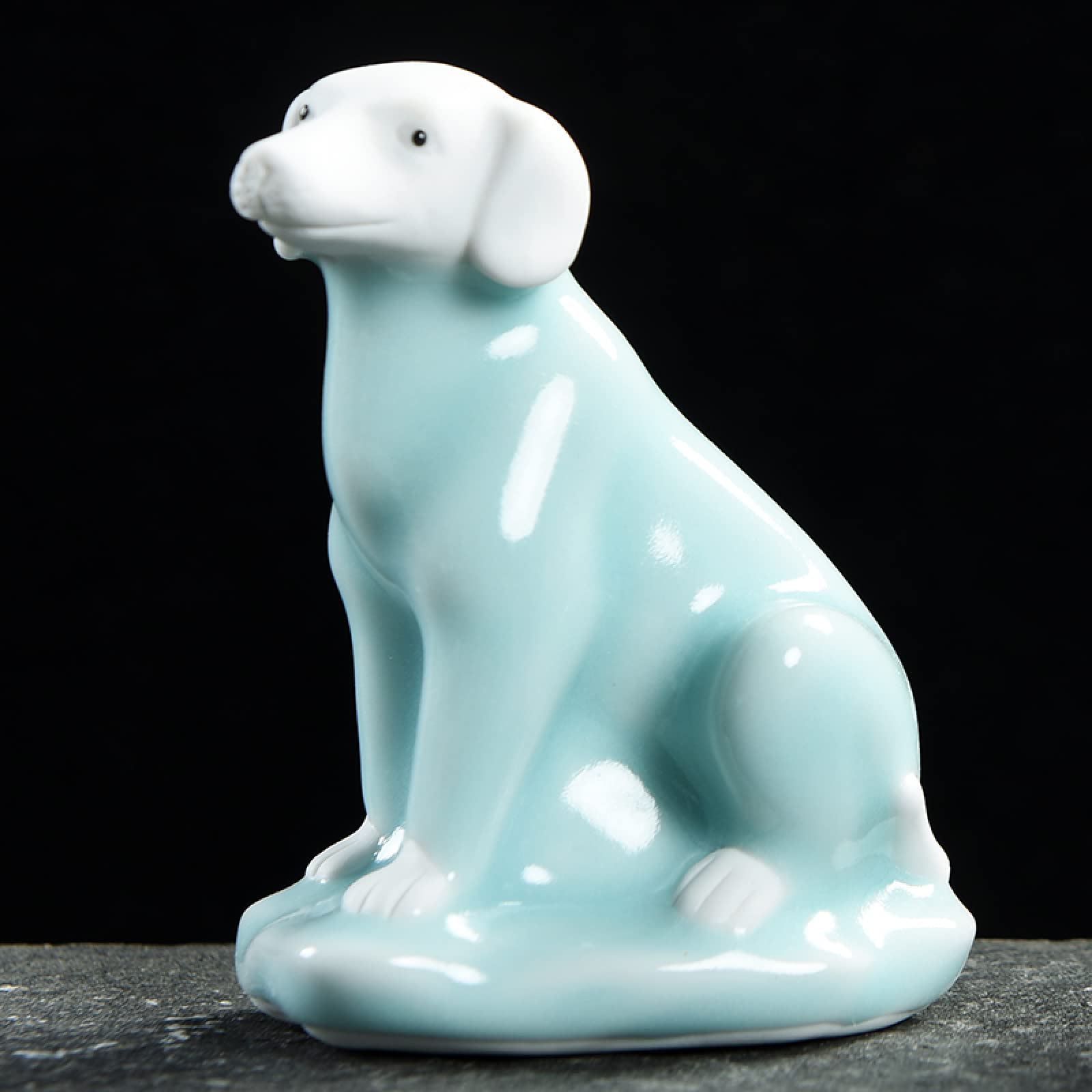 Dytartzx Ceramic Ornament Animals Dog Handcrafted Sculpture Garden Arts Decor For Home Office Car Dashboard Gift