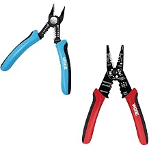 WGGE WG-015 Professional 8-inch Wire Stripper/wire crimping tool &WGGE WG-027 Wire Cutters Precision Flush Pliers with Supplementary Stripping