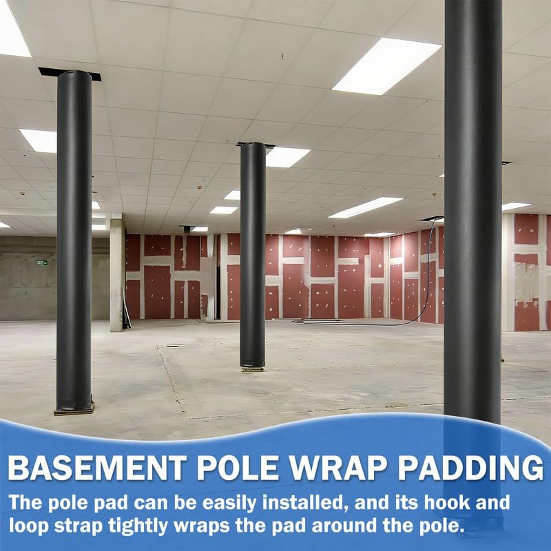 Basement Pole Cover Wrap Around Pole Padding for Outdoor Use Fits 2"- 10.5" Diameter Poles Weatherproof Self-Adhesive Pole Protector for Garage, Sports Court(Dia 3.5")