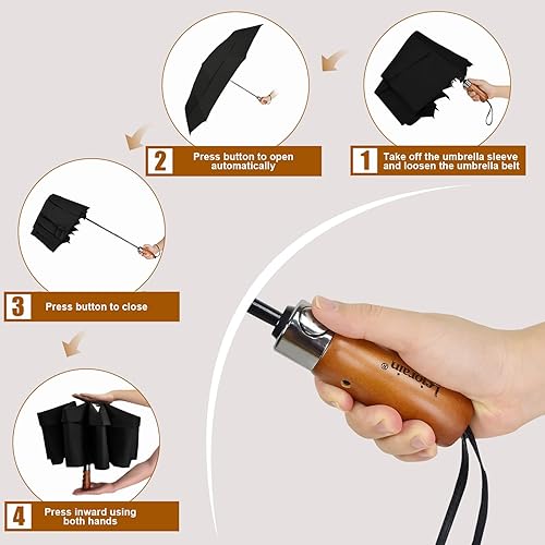 Miniatura 3 de Lejorain Paraguas de golf grande y compacto  Paraguas de golf plegable de gran tamaño con cierre de apertura automática de viaje, 210T,