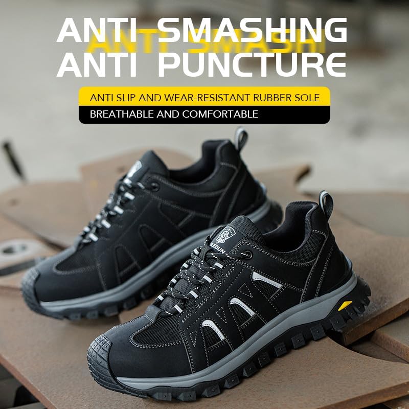 Steel Toe Work Shoes for Men – Non Slip Safety Shoes, Comfortable Wide Toe, Lightweight & Durable Work Sneakers - Image 7