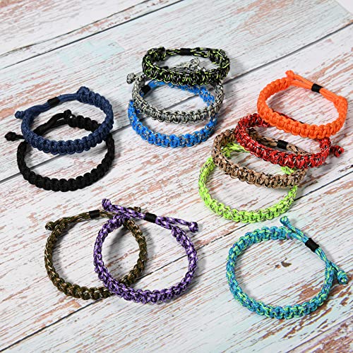 Lorfancy 12 Pcs Paracord Bracelets For Men Boys Kids Survival Bracelet Teen Adjustable Friendship Braided Bracelets Outdoor Camping Climbing Gift thumb #3