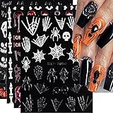 5D Halloween Nail Stickers, 5D Halloween Nail Decals Skull Pumpkin Spider Bloody Eye Halloween Nail...