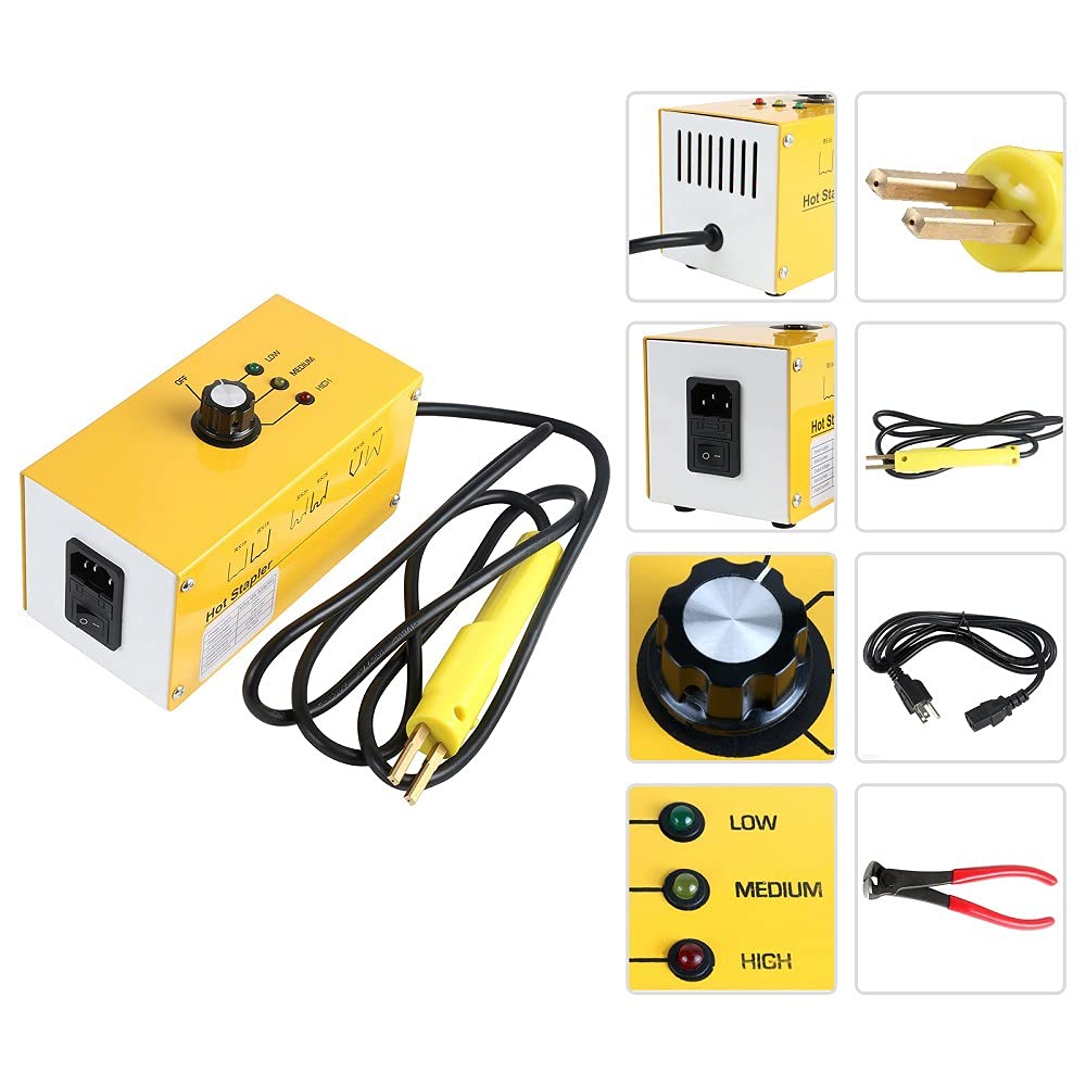Kit Saldatrice Graffette Plastica 100W con 600 Graffette Assortite Riparazione Paraurti Cruscotti Componenti Auto