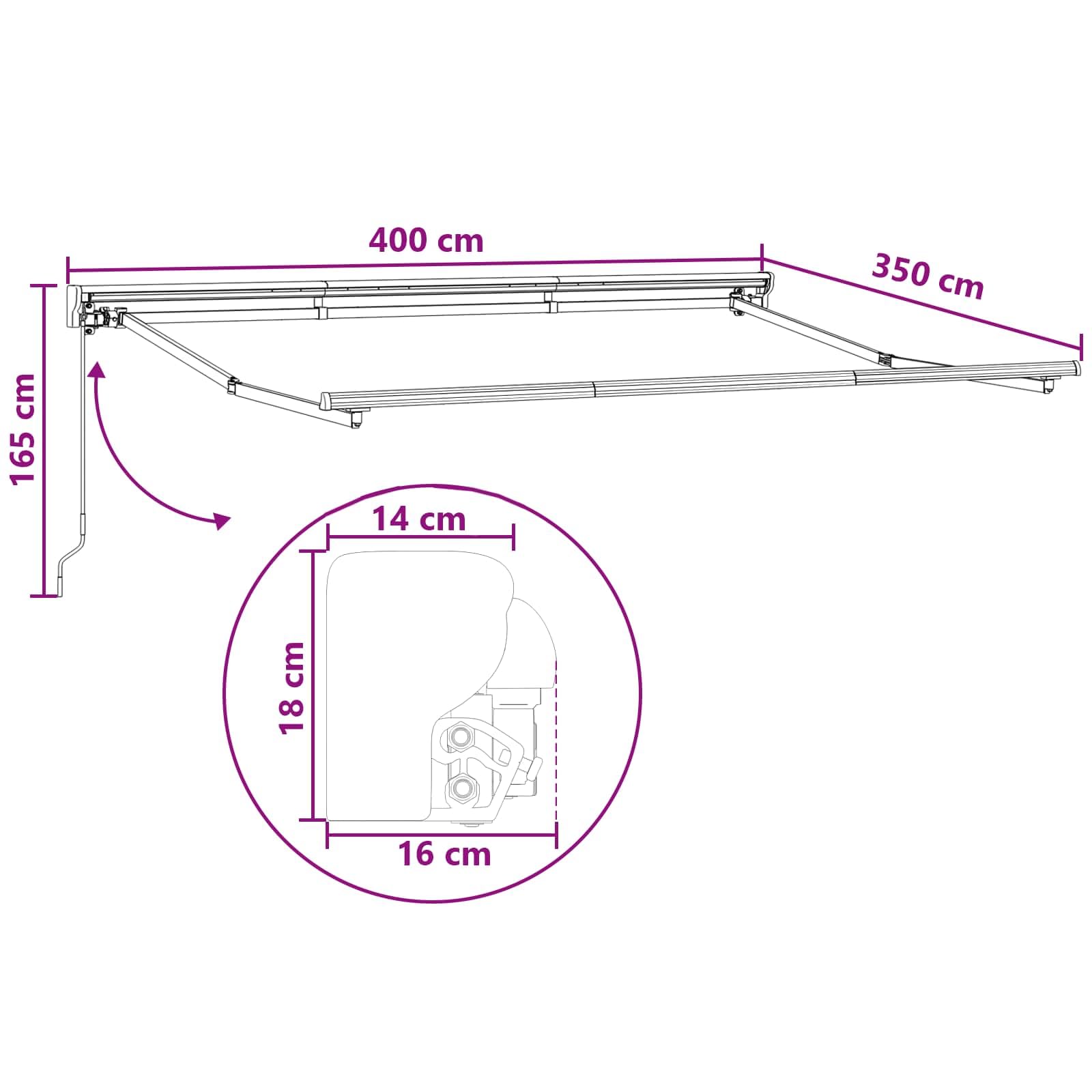 Tenda da sole manuale con braccio articolato, 4 x 3,5 m