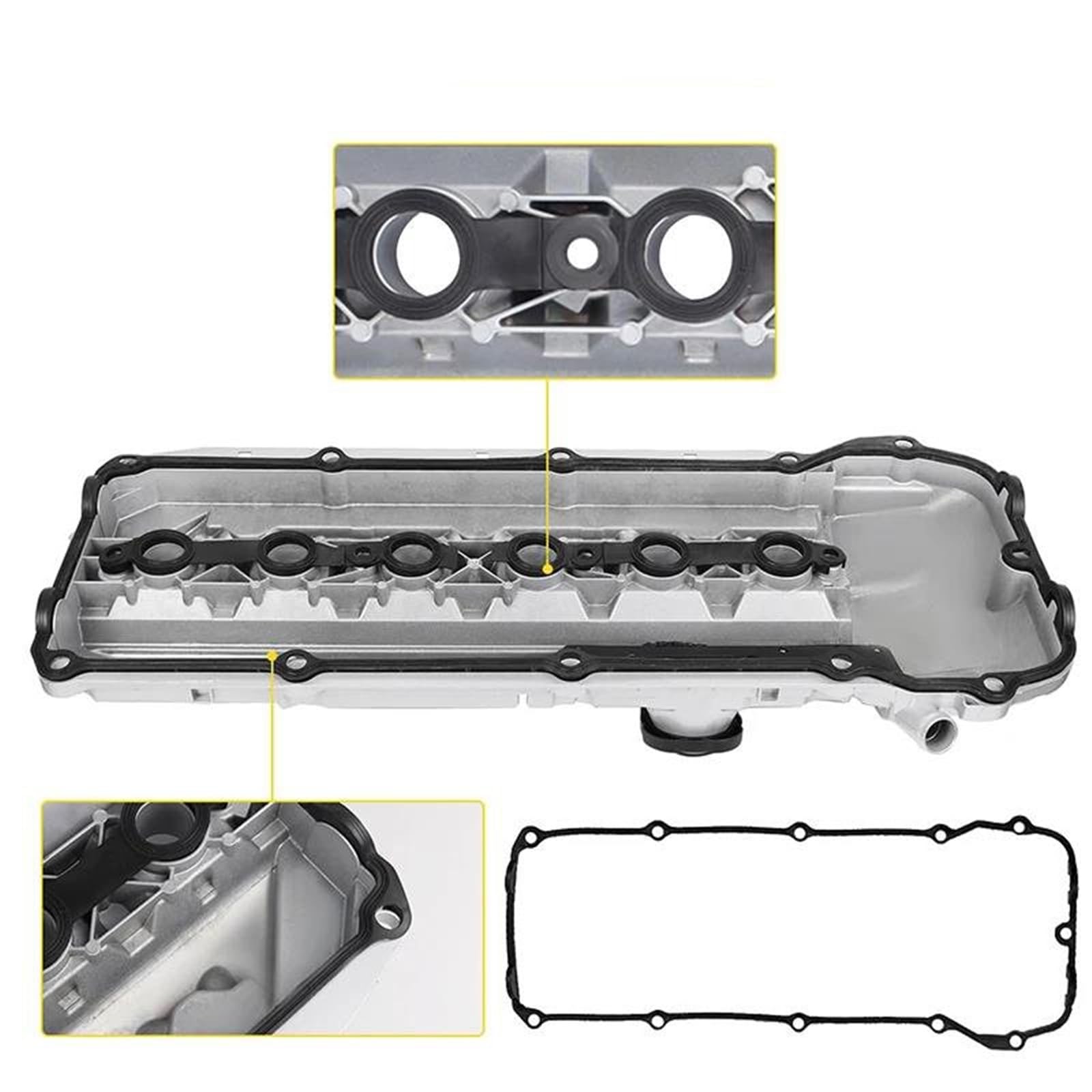 Coperchio valvola auto 11127512839 Coperchio Valvola Motore In Alluminio Con Guarnizione E Bulloni E Cappuccio 03-06 Per BMW M54 E46 325i 330i 525i 325ci X3 X5 Z4 Punterie Valvola Motore