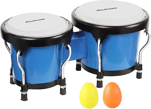Miniatura 15 de Soulmate Bongo - Juego de tambores de 6 y 7 pulgadas para niños, adultos, principiantes, profesionales, cavidad transparente y metal, instrumentos