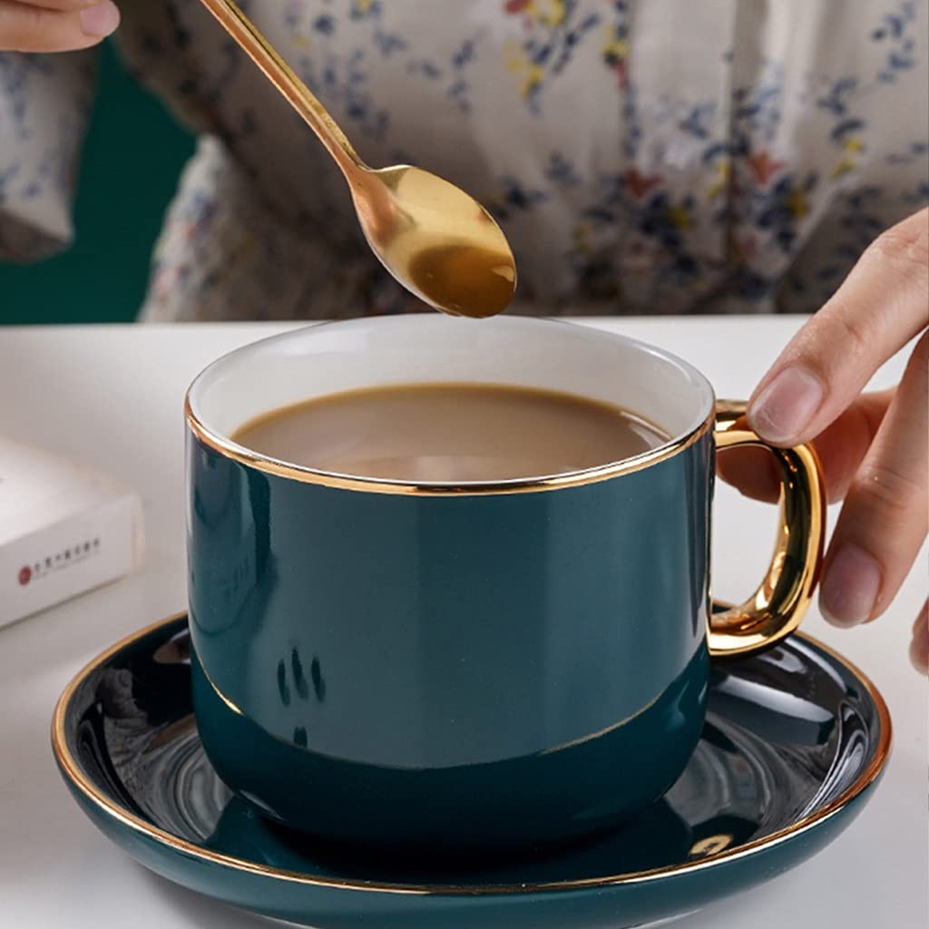 Porcelana Taza de té y Platillo Conjunto Taza de Café , café espresso, 8 onzas para bebidas de café especializadas, latte, café moca y té para oficina y hogar, regalo para hombres mujeres papá mamá