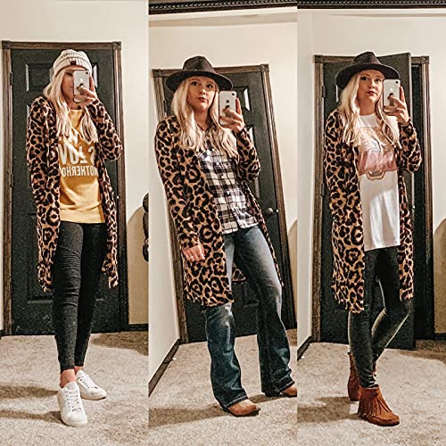 Ii Inin Women's Open Front Cardigan Shirt With Pockets Long Sleeve Lightweight Outwear Coat(A-Leopard01,L) #TOP2