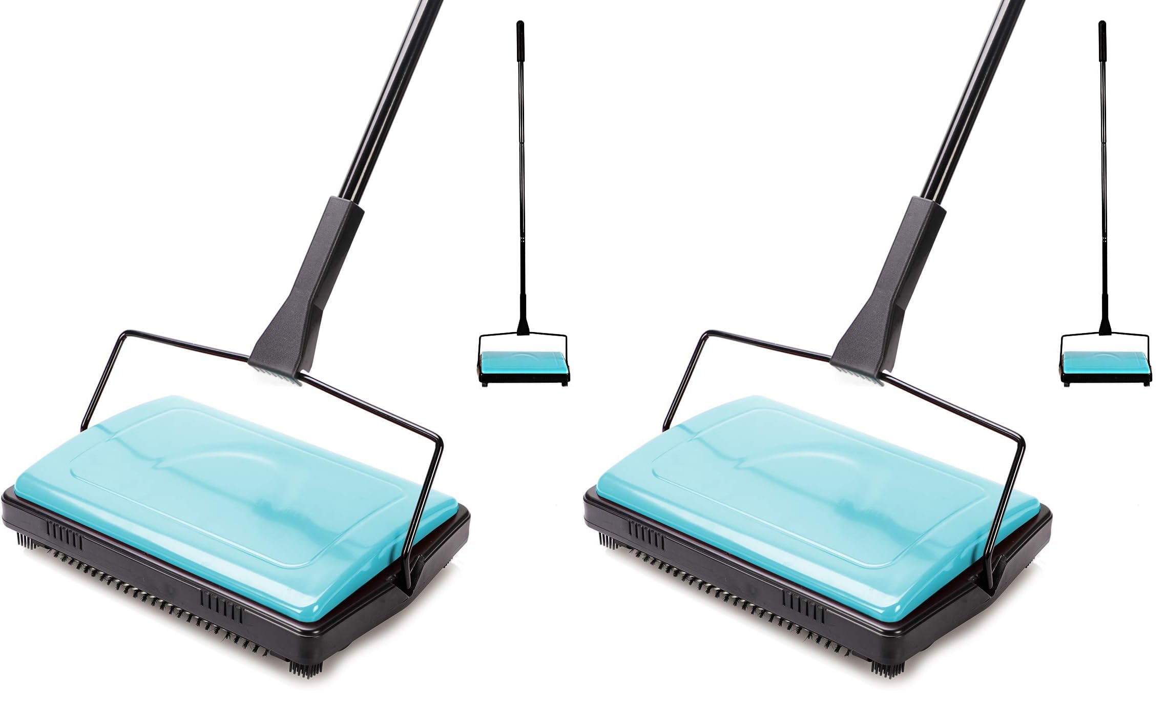 Yocada Carpet Sweeper Cleaner for Home Office Low&amp;Undercoat Carpets Rugs Pet Hair Dust Scraps Paper Small Rubbish Cleaning with a Brush Blue (Pack of 2)