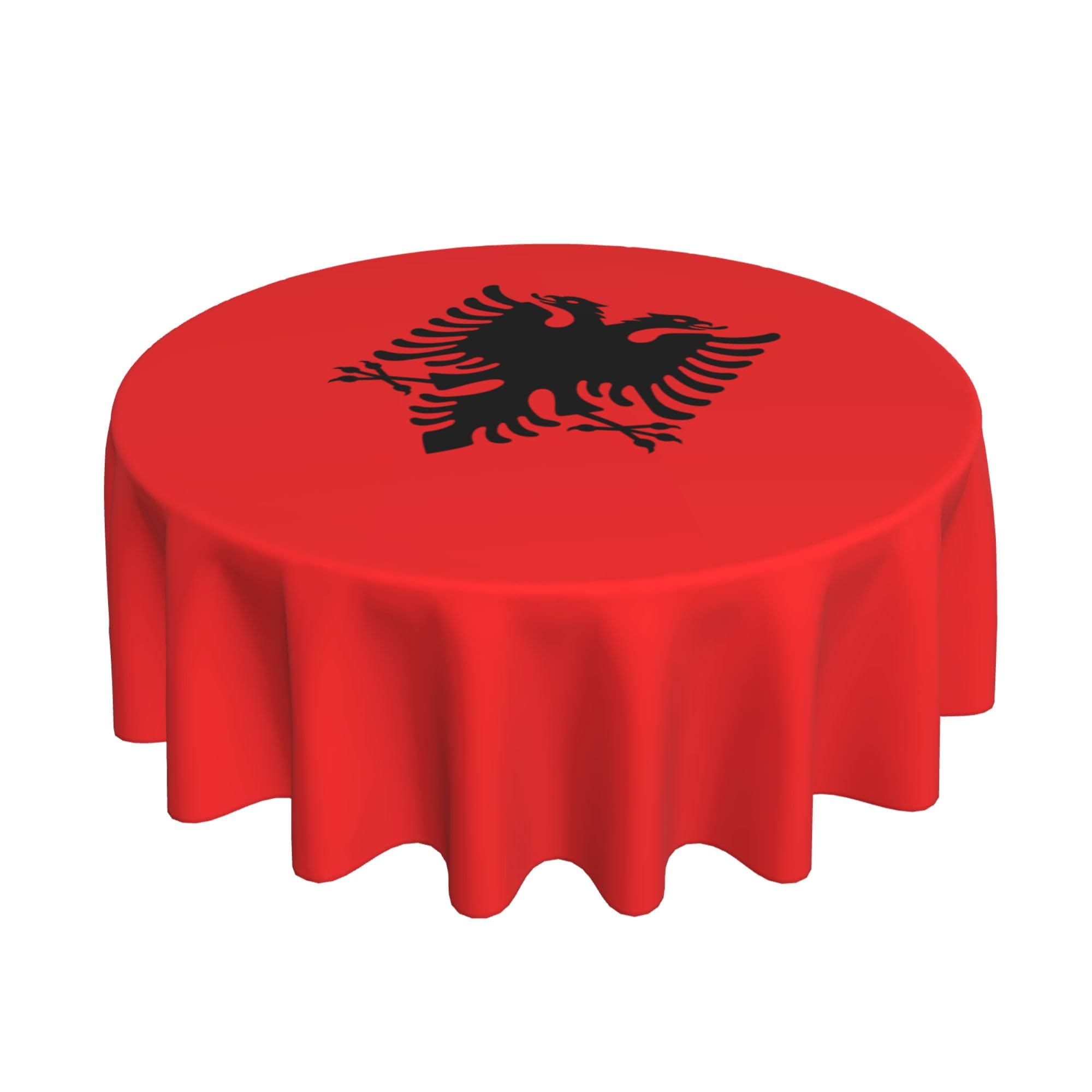 HLBSDM Flag of Albania 60" Restaurant Circle Decor Tablecloth Festive Table Cover Round Art Desk Cloth