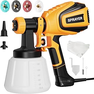 VONFORN Paint Sprayer, 700W HVLP Spray Gun with Cleaning & Blowing Joints, 4 Nozzles and 3 Patterns, Easy to Clean, for Fu...