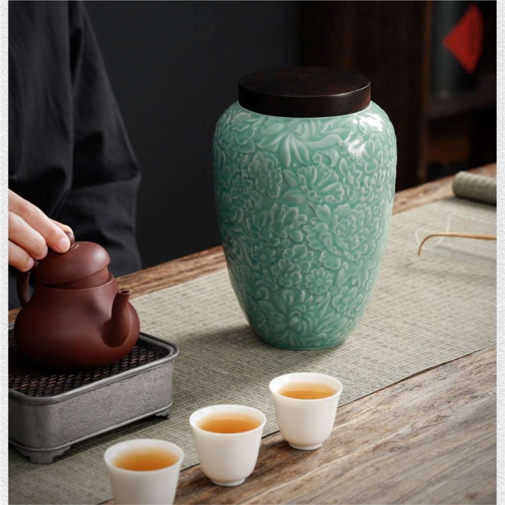 Contenitore per Barattoli Creativo serbatoio di stoccaggio del tè sfuso in ceramica goffrata a mano Grande serbatoio sigillato Serbatoio sigillato for cereali da caffè for uso domestico Barattoli Port