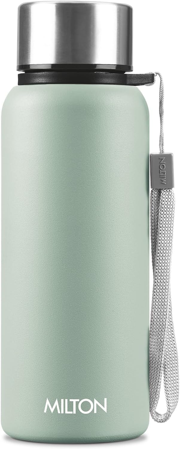 MILTON Brim 600 Stainless Steel Water Bottle 560 ml, Single Walled, ISI Certified I Leak Proof Lid, Rust Proof I For School, Office, Gym I Light Green