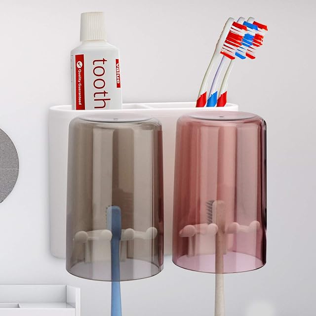 PenghaiYunfei Automatic Toothpaste Dispenser Squeezer Wall Mount and Toothbrush Holder, Multifunctional Space-Saving Toothbrush Storage Box, No NeedTo Drill (2)