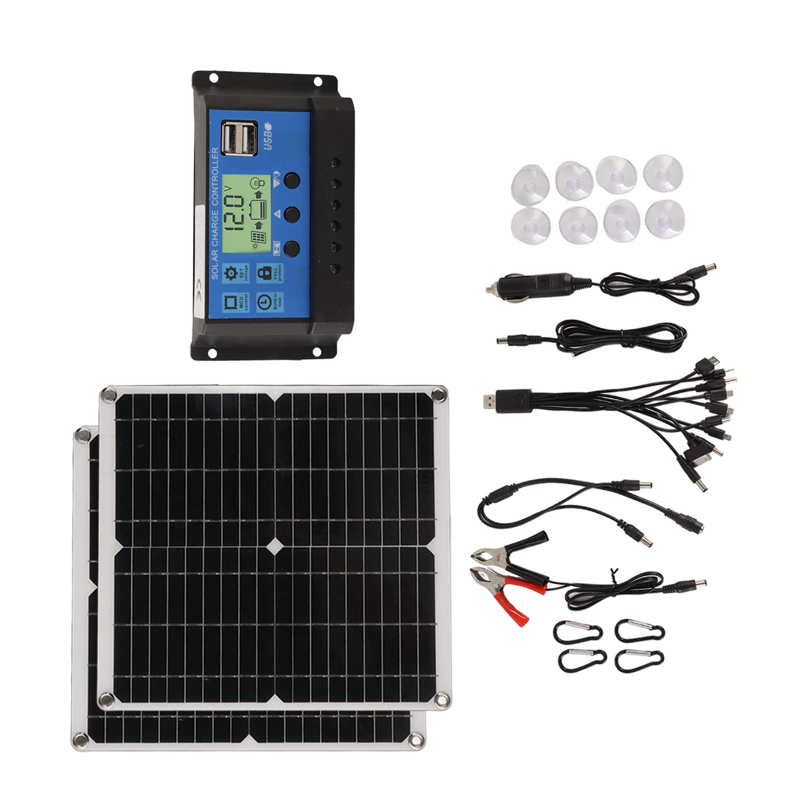 GLOGLOW Cargador Solar Impermeable IP65 Dual USB RV, Silicio Monocristalino, Potencia de 50 W, Mantenedor de Batería de 12 V 24 V para Camping, Senderismo, Uso Fuera de la Red