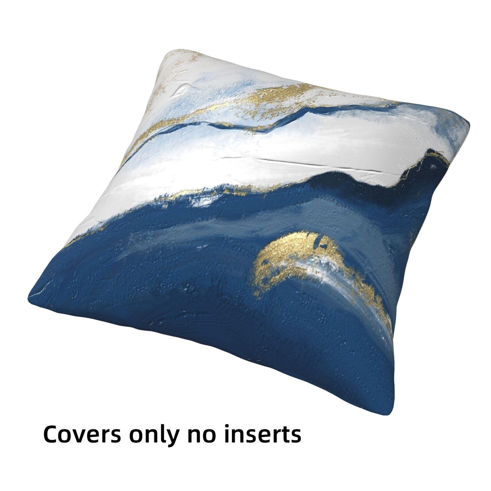 Set Of 4 Decorative Throw Pillow Covers 18x18 Inch, Modern Dark Blue Abstract Oil Painting Art Square Pillows Cover Case For Cushions Sofa Bed Cushion Living Room Farmhouse Outdoor Decoration… 4