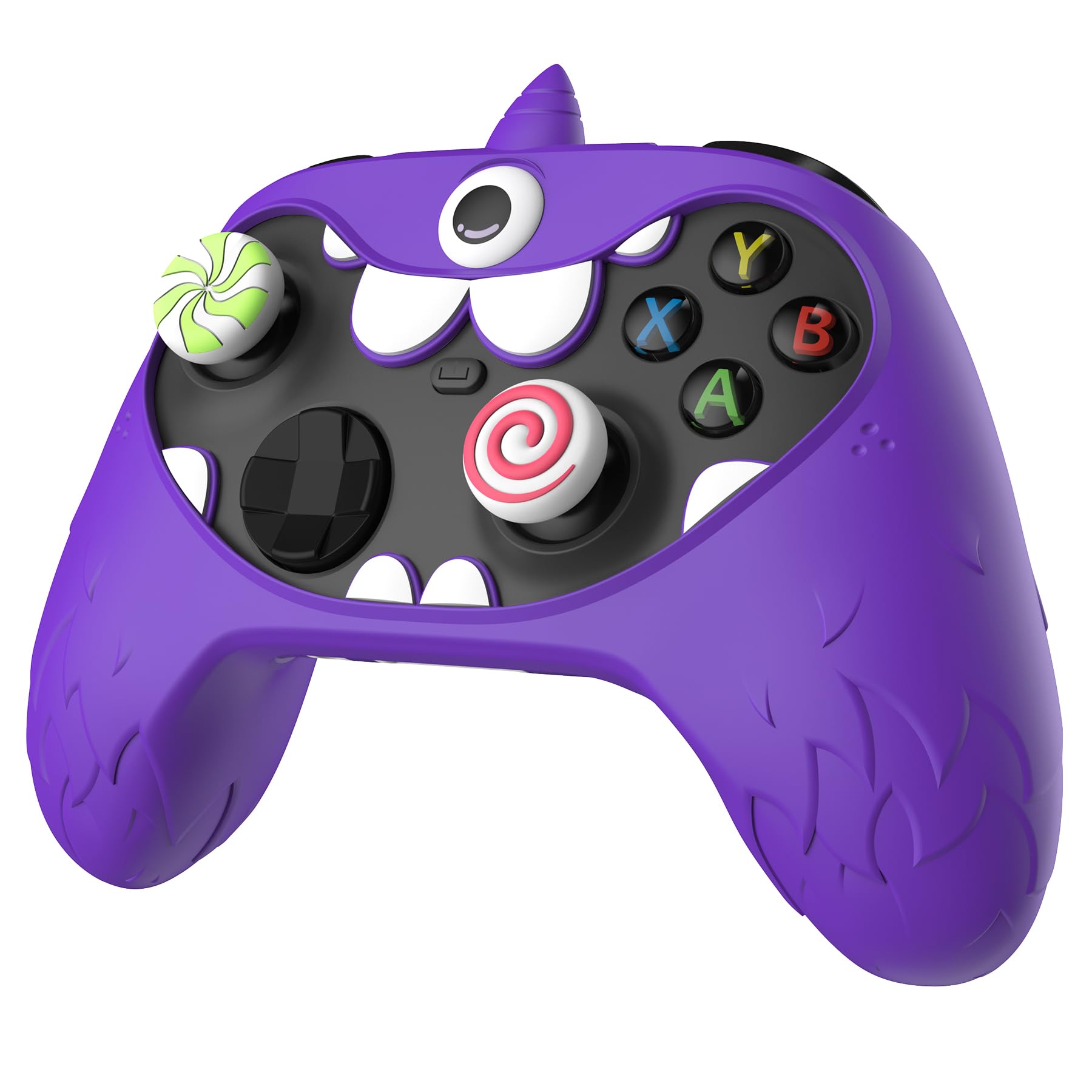 PlayVital MonoEye Monster Cute Silicone Cover for Xbox Series X/S Controller, for Xbox Core Controller Grip Case, Anti-Slip, Full Protection, Includes Joystick Caps and Stickers, Purple
