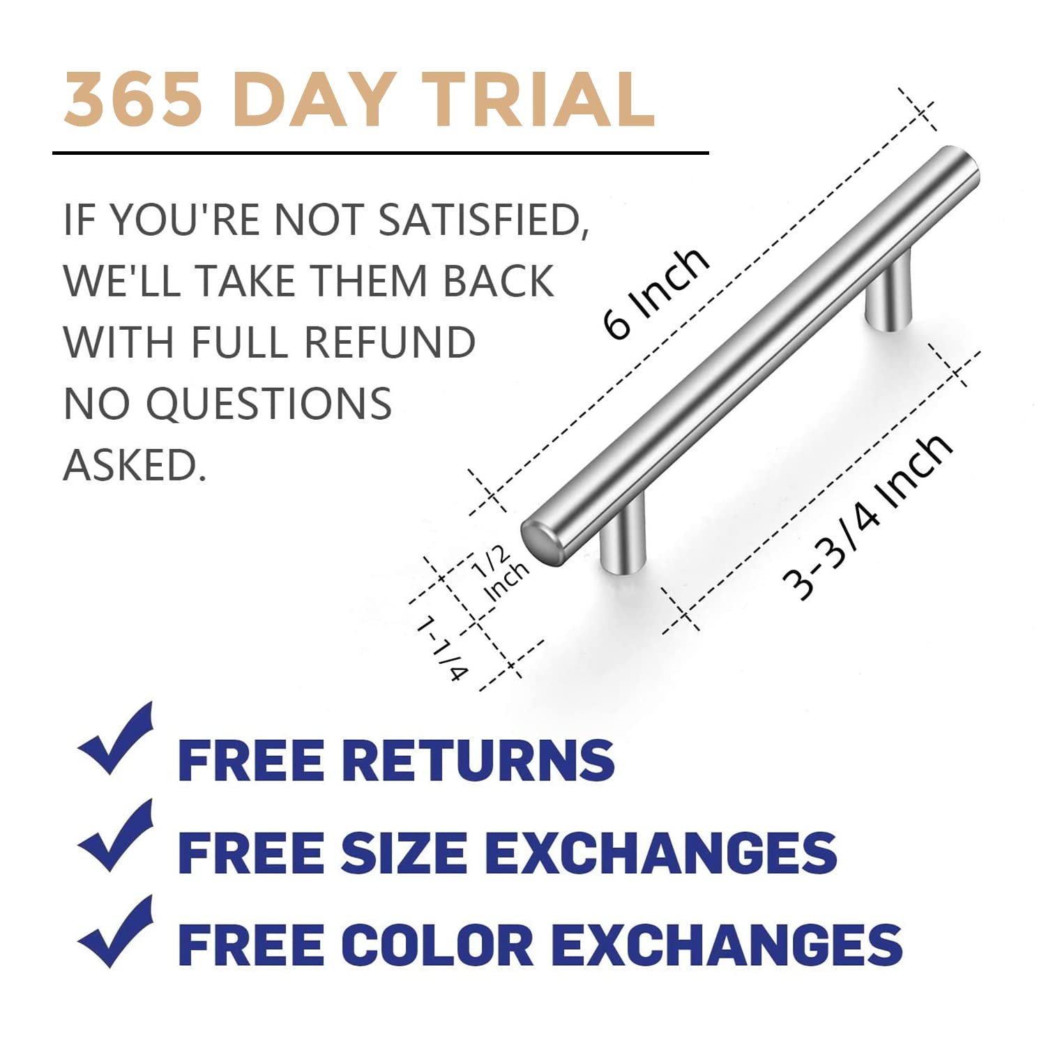 Ravinte 32 Pack 6 inch Cabinet Pulls Brushed Nickel Stainless Steel Kitchen Cupboard Handles Cabinet Handles, 3.75 inch Hole Center