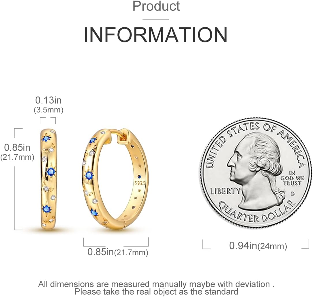 NARMO 925 Sterling Silver Hoop Earrings Heart Hoop Earings for Women U Shaped Hoop Earrings Colorful Cubic Zirconia Large Big Hoops Various Hypoallergenic Hoop Earrings - Image 3