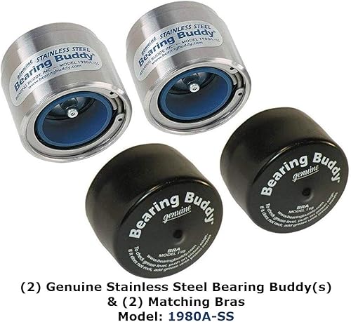 Miniatura 2 de Bearing Buddy Protectores de rodamientos de acero inoxidable (1.980 pulgadas de diámetro) con control automático con sujetadores, par