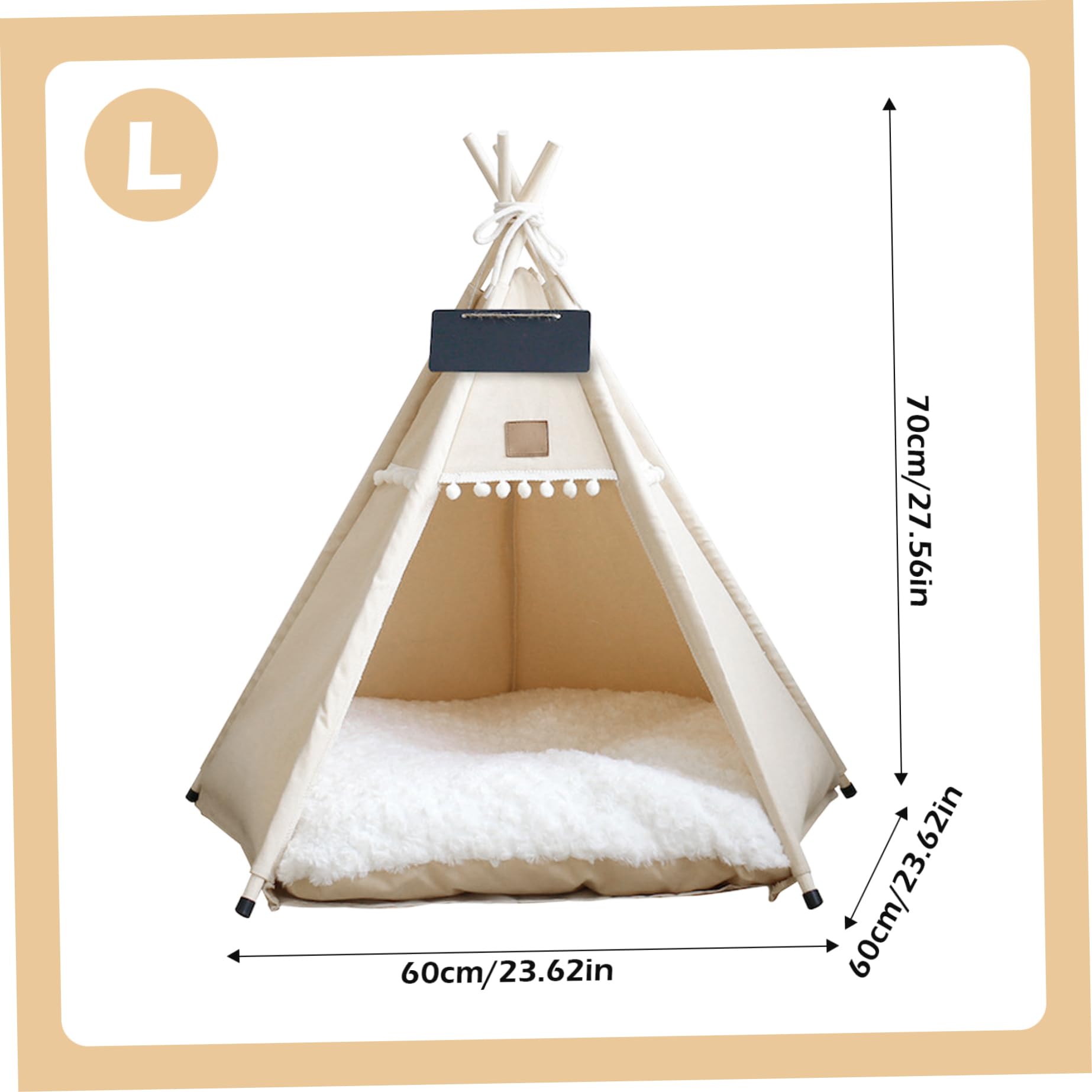 Tipi pour Chien et Chat Tentes de tipi Portables pour Animaux de Compagnie avec Coussin et Petit Tableau 28 Pouces Haut Niche d'intérieur Lavable pour Chiot Lit Doux pour Animaux Moins