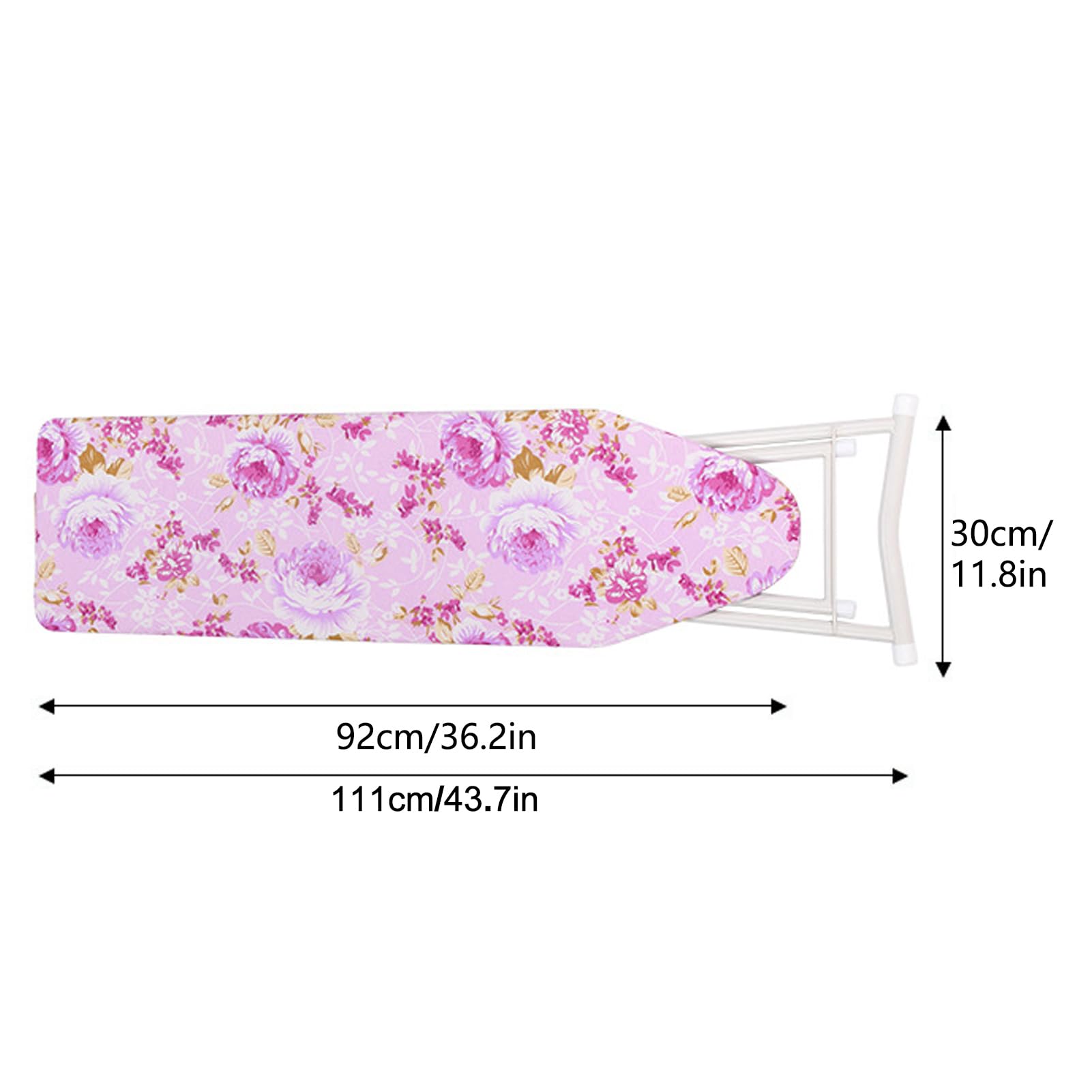 Asse da stiro a grandezza naturale con maniche, 107 x 30 x 78 cm, asse da stiro regolabile in altezza con poggia ferro e copertura resistente al calore, pieghevole con piedini antiscivolo (fiore 91,4