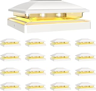 VOLISUN White Solar Post Cap Lights, Warm White Fence Lights 16 Pack