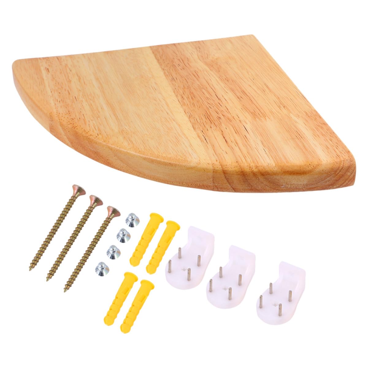 YUANCHUTOP Rubberwood 9.8" Fan-Shaped Floating Corner Shelf - Wall-Mounted Storage Rack for Bathroom, Bedroom, Living Room - Stylish Display & nization Solution, 25cm Radius