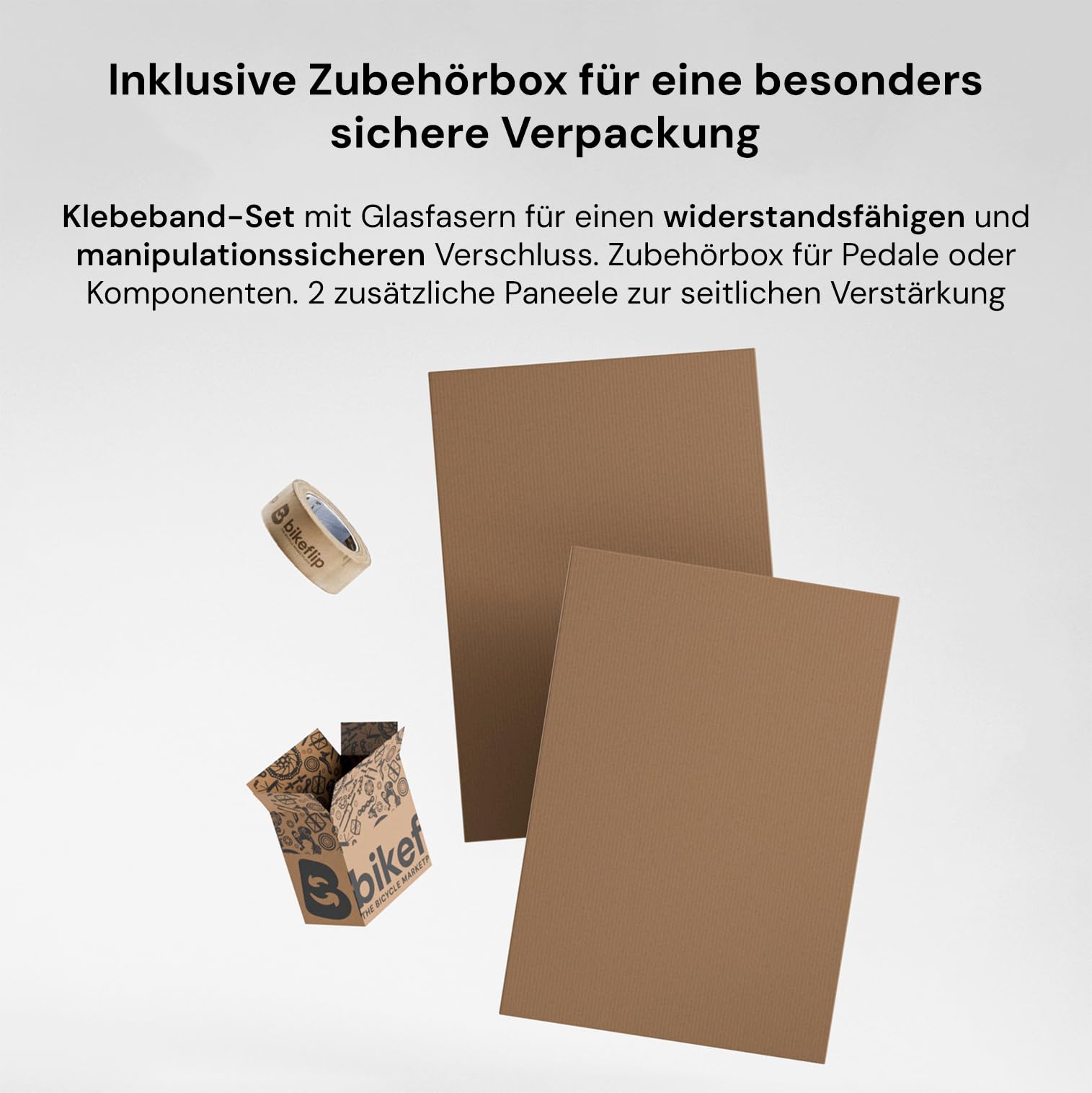Bikeflip Box Fahrradversandkarton für Rennräder, Trial, BMX und Kinderfahrräder, Stabile Wiederverwendbare Karton, Schneller Aufbau für Reisen und Kuriertransport