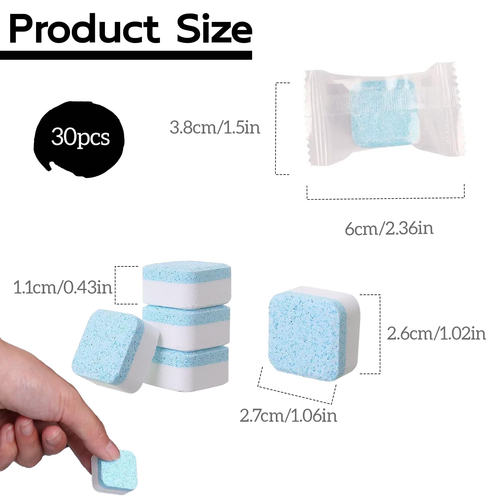 30 sztuk tabletek do WC, tabletki do czyszczenia WC, tabletki czyszczące do toalet, tabletki do WC Extra Sarke – dodatkowe tabletki czyszczące do toalet przeciwko kamienia i osadu, do gruntownego