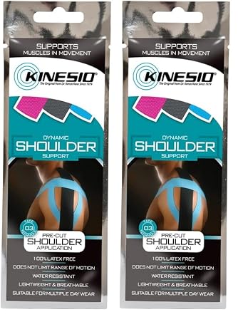 Kinesio Tape - Pre-Cut Shoulder Support - Optimized Athletic Tape Strips Pack of 2
