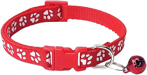 Miniatura 3 de CHBORCHICEN Paquete de 2 collares de gato con campana y huella reflectante con hebilla ajustable de poliéster para gato, collar o cinturones de
