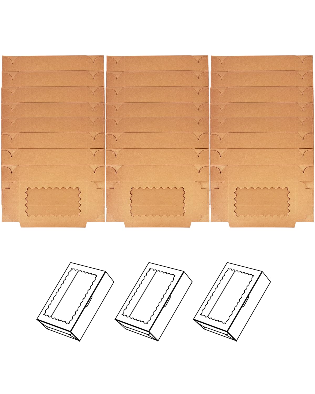 Gcardist 6Pcs Brown Cookie Box with Window 22.9x15.2x6.4cm Pastry Macaron Bakery Box For Packaging, 9"x6"x2.5" (22.9x15.2x6.4cm) - Image 3