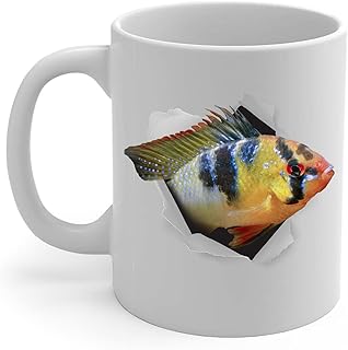 Cute Bolivian Ram Cichlid Looks Through Design Coffee Mug White Ceramic Tea Cup 11oz Pet Owner Gifts