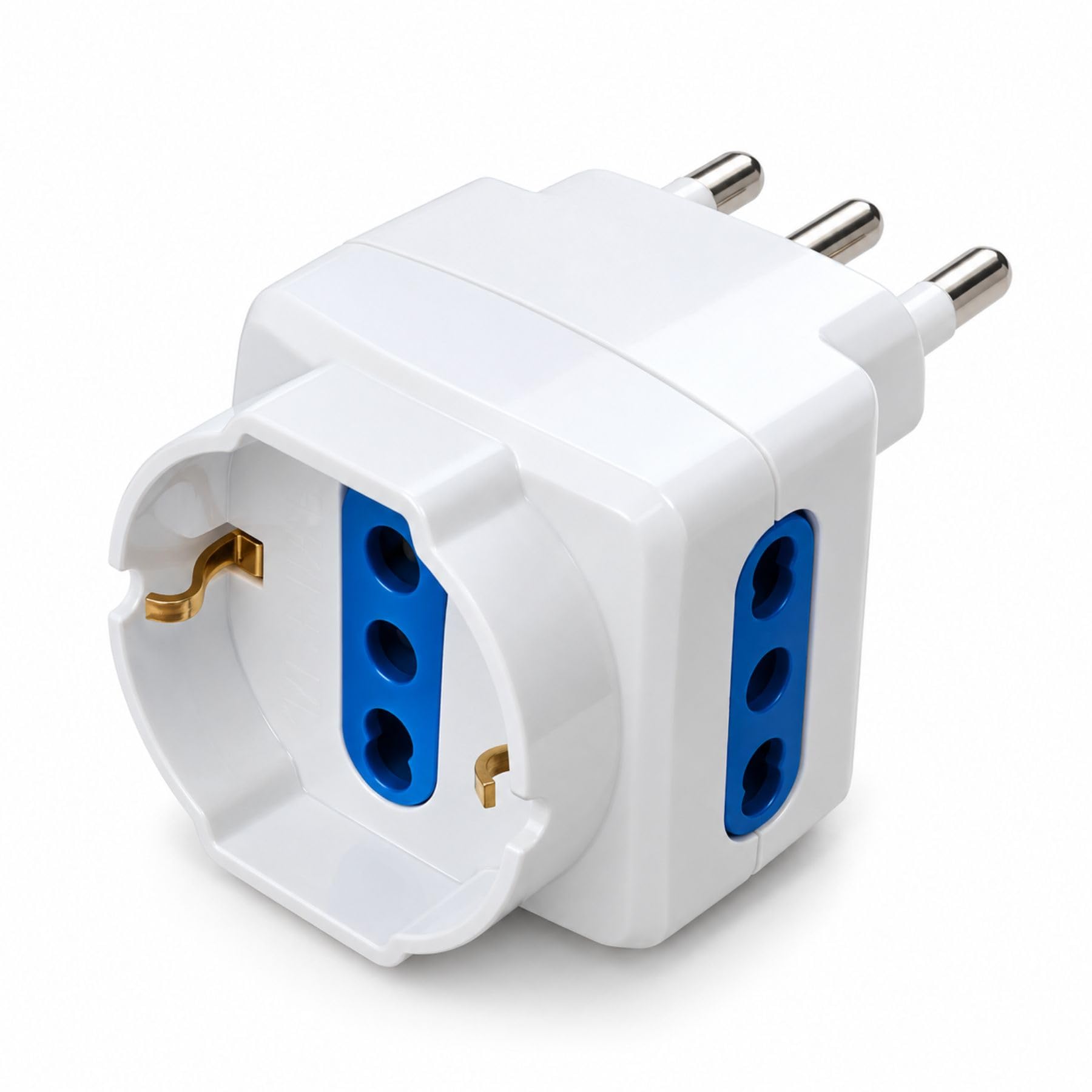 10 adaptadores triple 16 A con enchufe italiano descentrado, 3 tomas