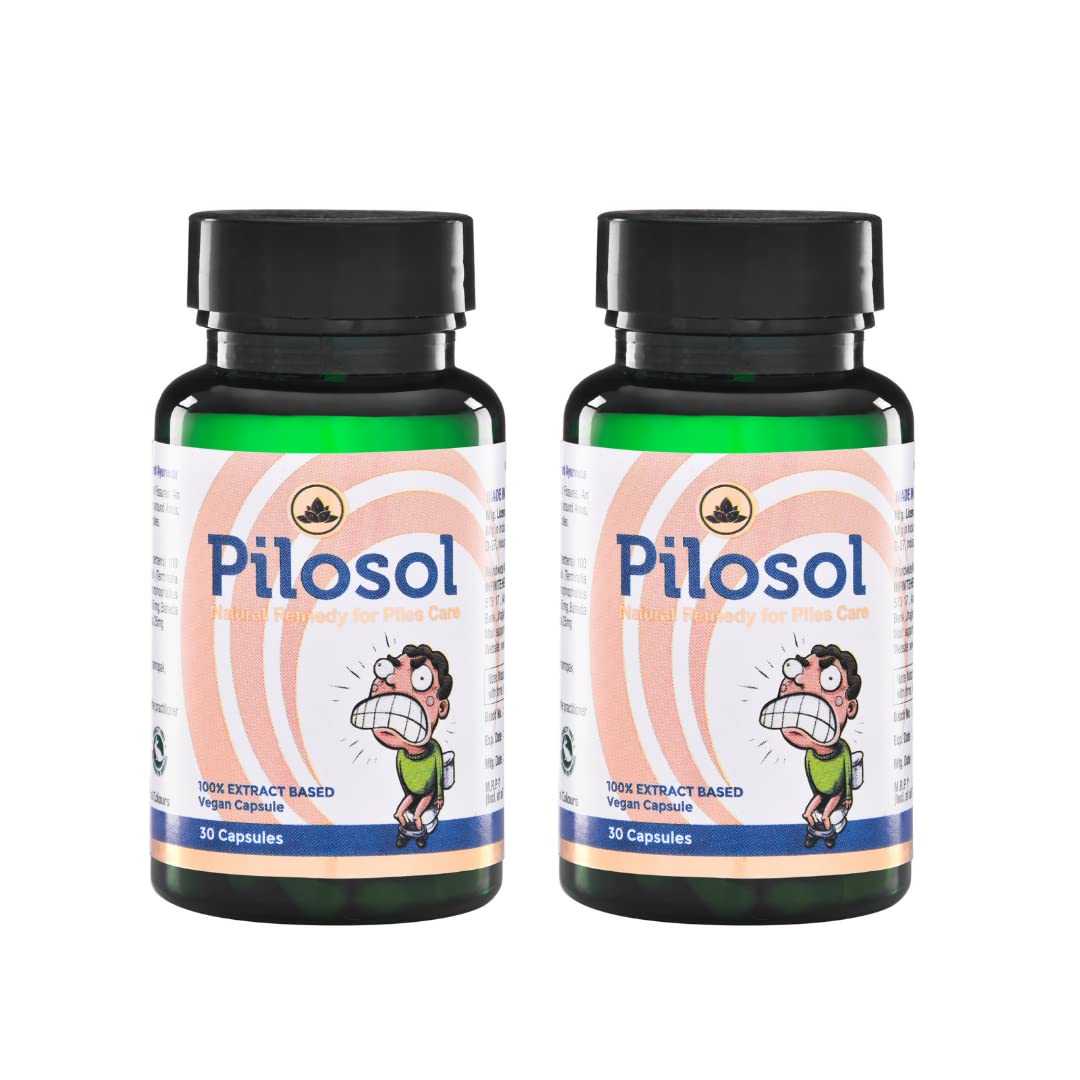 IHS Pilosol, Ayurvedic Piles capsule (Pack of 2, Count 60), Natural