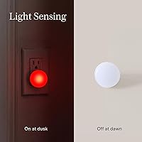 Vista 5 de Loftie Luces nocturnas que se enchufan a la pared, luz nocturna enchufable de 0.5 W, brillo rojo, luz de pared que detecta el atardecer al amanecer
