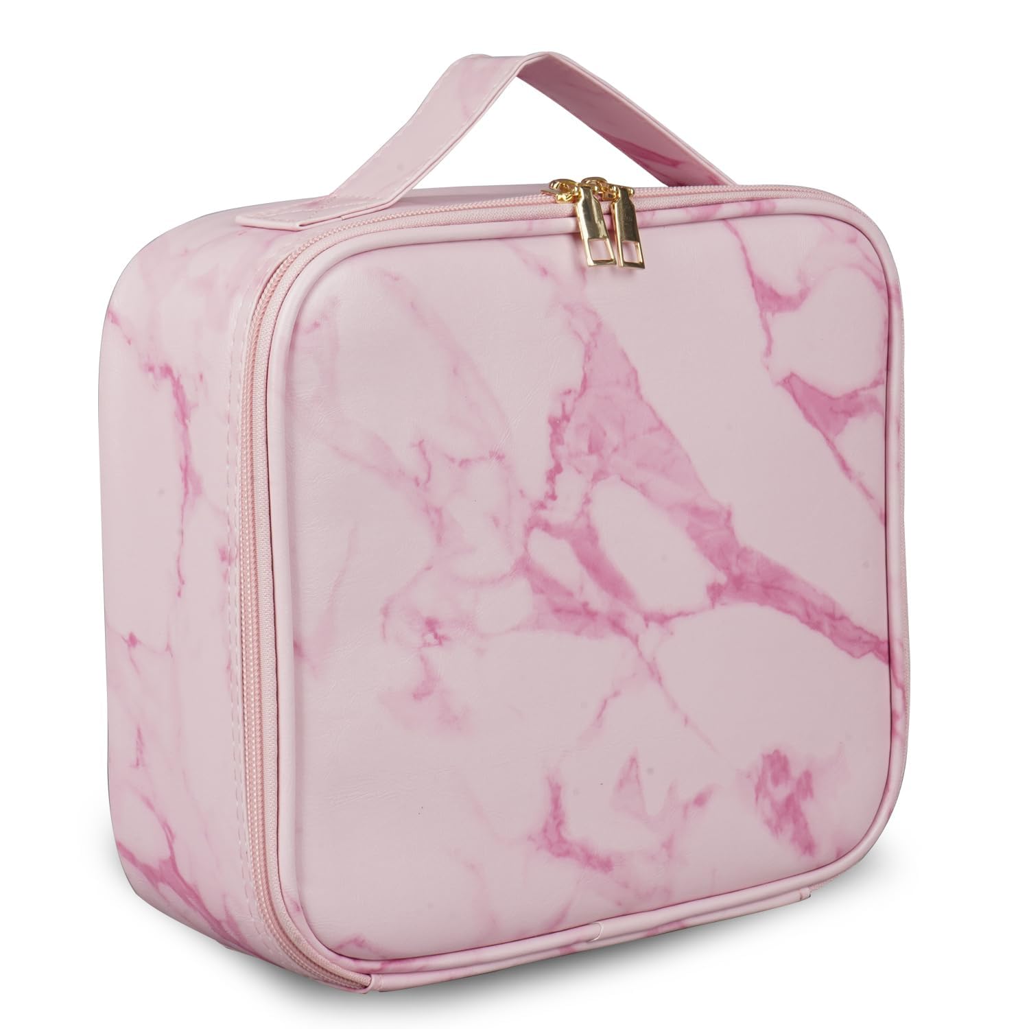 SHAMAX® Professional Makeup Organizer Bag for Home & Travel, Vanity Bag with Dividers Brushes Toiletries Cosmetic Storage 26x23x9 cm Vanity Box Customizable Compartments