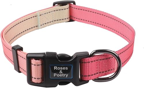 Miniatura 7 de Roses&Poetry Collar reflectante para perro con color degradado rosa, collares ajustables y duraderos para perros pequeños, medianos y grandes
