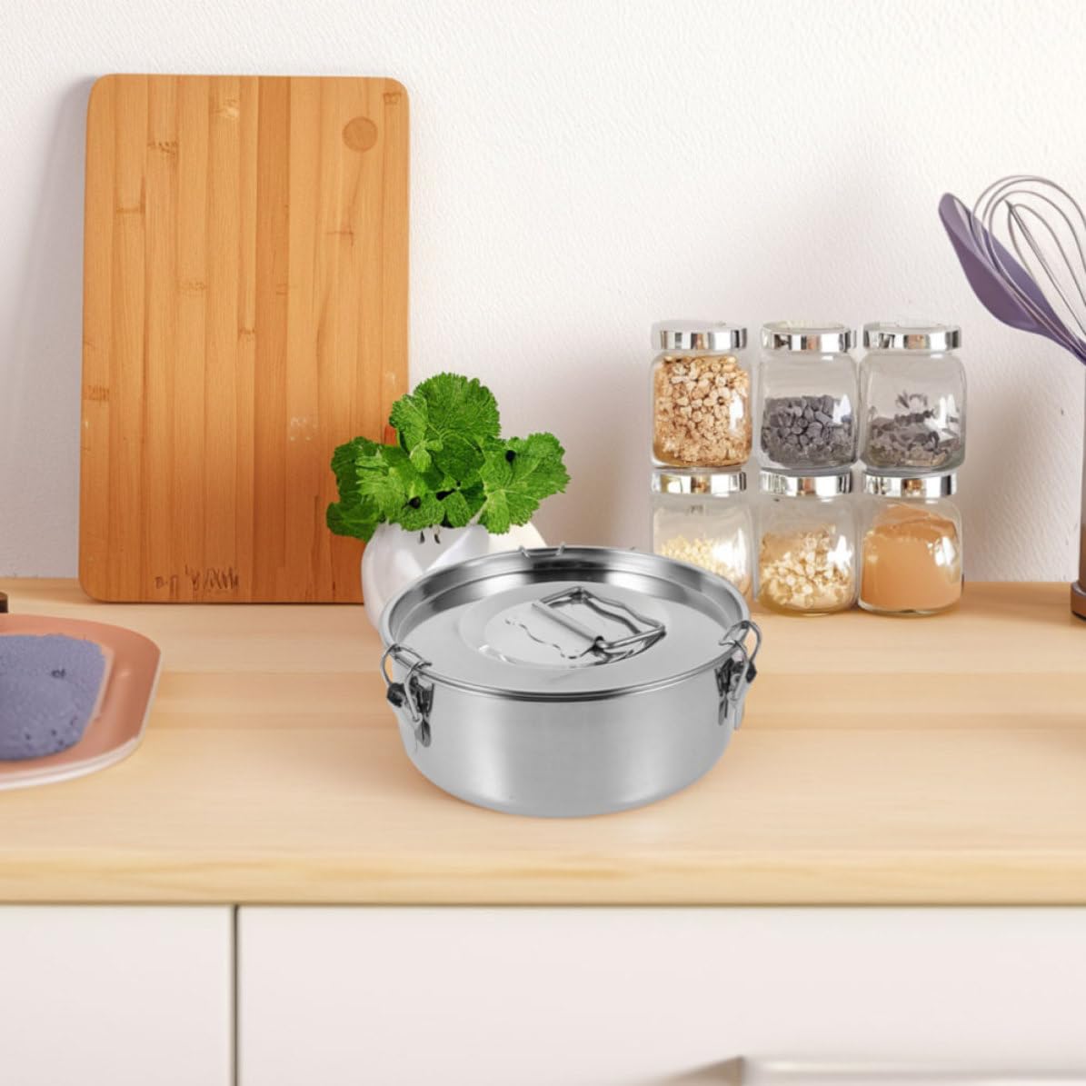 POPETPOP Molde con Calentamiento Uniforme con Tapa para Hacer Flan de Acero Inoxidable Sartén para Flan y Uso Versátil, Adecuado para Cocinar Pasteles y Flanes